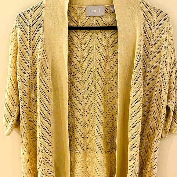 Tan net half sleeves cardigan. - Picture 1 of 2